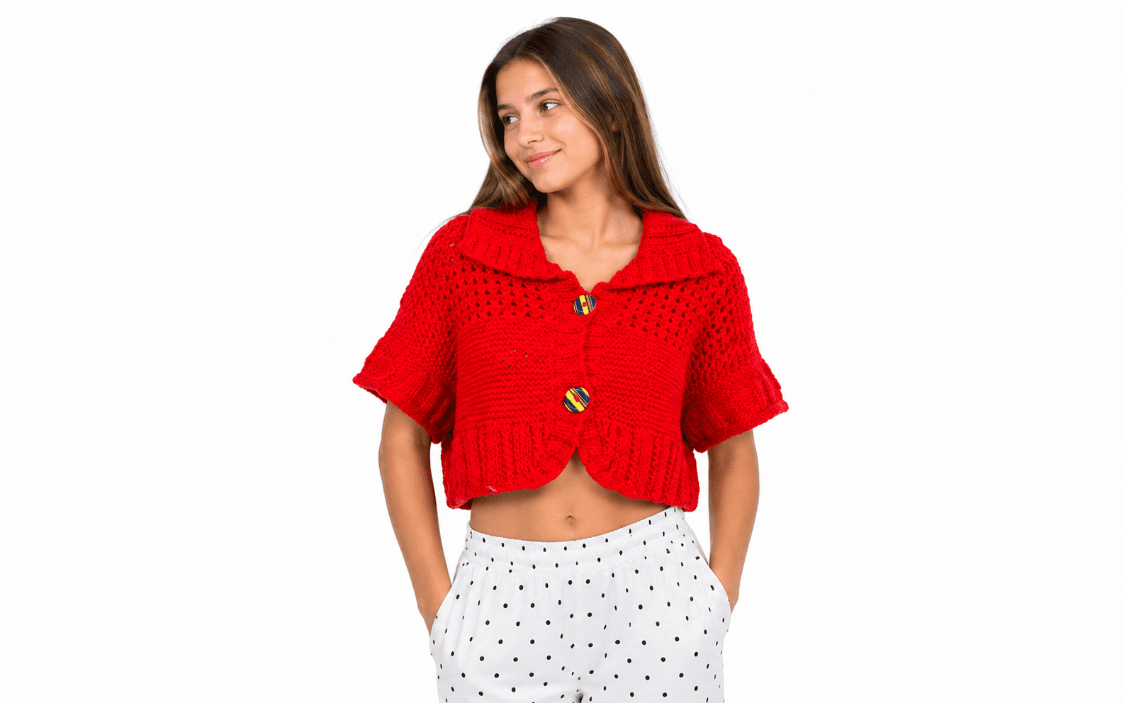 Red Cropped Knit Jersey